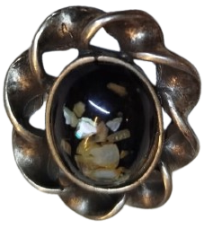 OSMANLI GUMUS KIVRIMLI KUDELA  DESEN BROS TAMAMI EL İSCİLİKLİ ORTASI DEGERLİ TAS UZERİ KIRPINTI SEDEF İSCİLİKLİ