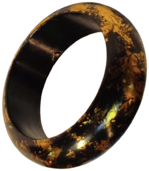  1970 VİNTAGE BİLEZİK AHSAP UZERİ LAKE KAPLAMA SİYAH ZEMİN UZERİ ALTIN İSLEME