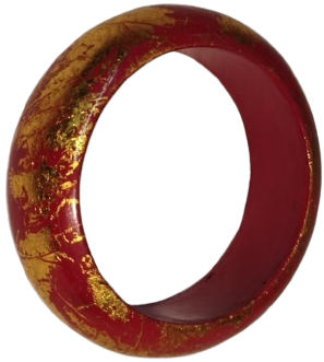 1970 VİNTAGE BİLEZİK AHSAP UZERİ LAKE KAPLAMA BORDO UZERİ ALTIN İSLEME 