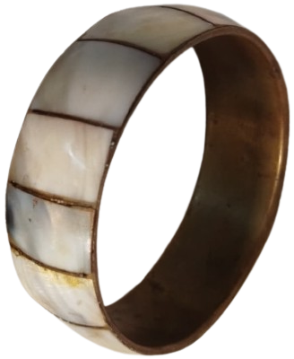 1970 VİNTAGE PİRİNC UZERİNE SIRALI DİZİLMİS 12 PARCA SEDEF BİLEZİK UZERİ BOMBELİ KALIN TİP