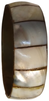 1970 VİNTAGE PİRİNC UZERİNE SIRALI DİZİLMİS 12 PARCA SEDEF BİLEZİK UZERİ BOMBELİ KALIN TİP