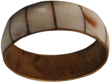 1970 VİNTAGE PİRİNC UZERİNE SIRALI DİZİLMİS 12 PARCA SEDEF BİLEZİK UZERİ BOMBELİ KALIN TİP