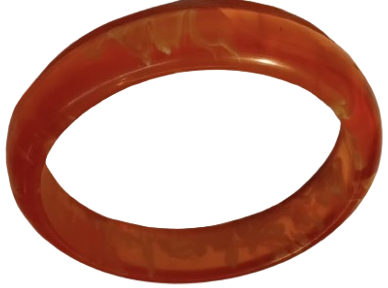 1970 VİNTAGE BAL RENK DAMAR DESENLİ KATALİN UZERİ BOMBELİ BİLEZİK