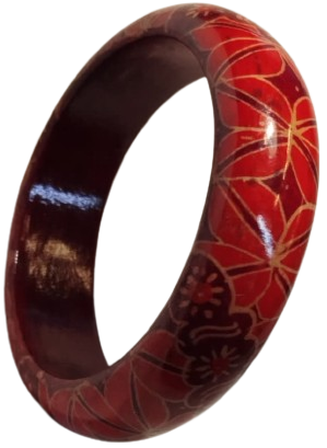 1970 VİNTAGE UZERİ EL BOYAMA CİCEK GEOMETRİK DESENLER BORDO TONLARDA UZERİ BOMBELİ KALIN MODEL