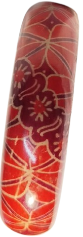 1970 VİNTAGE UZERİ EL BOYAMA CİCEK GEOMETRİK DESENLER BORDO TONLARDA UZERİ BOMBELİ KALIN MODEL