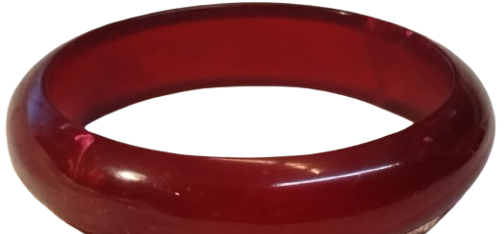 1970 VİNTAGE ACIK VİSNE  BORDO DAMAR DESENLİ KATALİN UZERİ BOMBELİ BİLEZİK