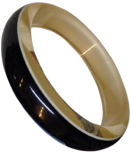 1970 VİNTAGE DISI SİYAH ALTINDA BEYAZ DEVAMI SEFFAF AKRİLİKTEN YAPILMIŞ BİR BANGLE.BİLEZİK