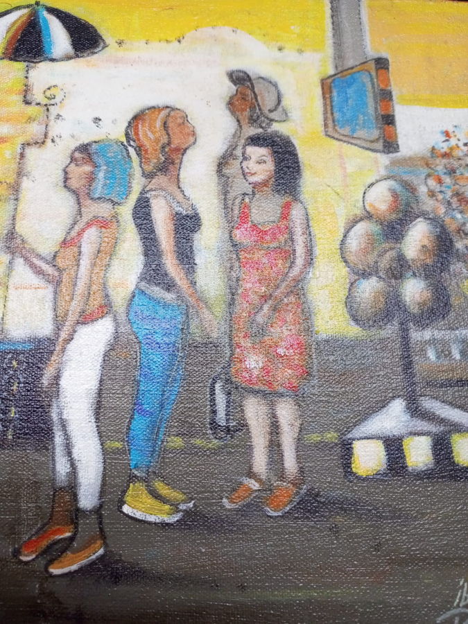 İBRAHİM TAYFUR İMZALI TUAL ÜZERİ YAGLI BOYA CALIŞMA FİGURLU KOMPOZİSYON