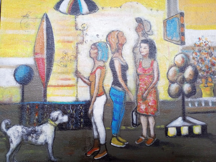 İBRAHİM TAYFUR İMZALI TUAL ÜZERİ YAGLI BOYA CALIŞMA FİGURLU KOMPOZİSYON