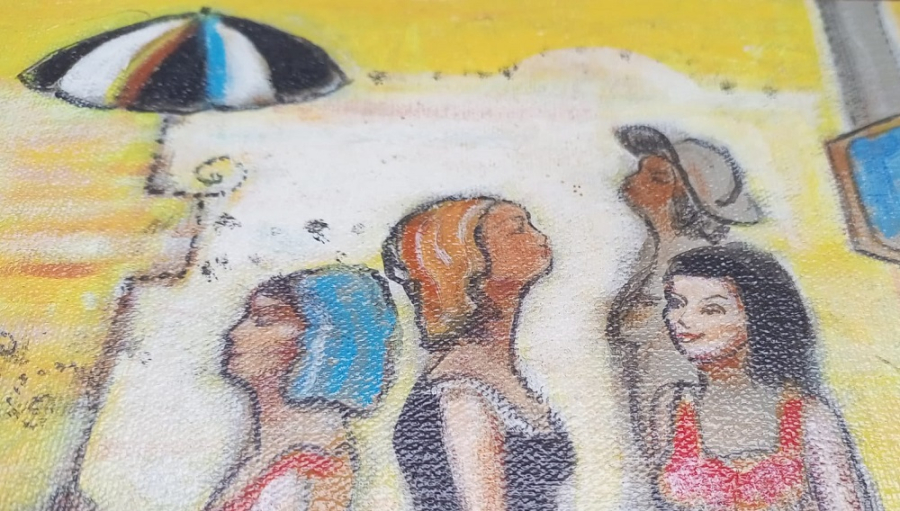 İBRAHİM TAYFUR İMZALI TUAL ÜZERİ YAGLI BOYA CALIŞMA FİGURLU KOMPOZİSYON