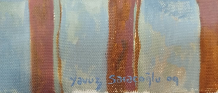 TURK RESSAM YAVUZ SARACOĞLU 2009 İMZALI TUAL ÜZERİ YAGLIBOYA VAZODA CİCEKLER CALIŞMASI