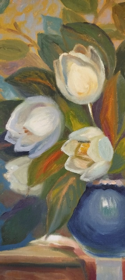 TURK RESSAM YAVUZ SARACOĞLU 2009 İMZALI TUAL ÜZERİ YAGLIBOYA VAZODA CİCEKLER CALIŞMASI