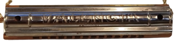 1950 VALENCİA HARMONIKA AHSAP METAL MIZIKA MARKASI UZERİNE KALEM İSİ İLE İSLENMİS