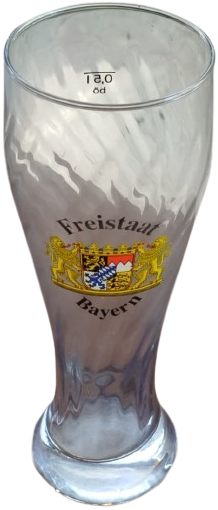 FREISTAAT BAYERN  CAM UZERİ BASKI BİRA FESTİVAL BARDAGI 0,5 L UZUN BOYDA