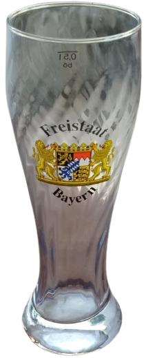 FREISTAAT BAYERN  CAM UZERİ BASKI BİRA FESTİVAL BARDAGI 0,5 L UZUN BOYDA