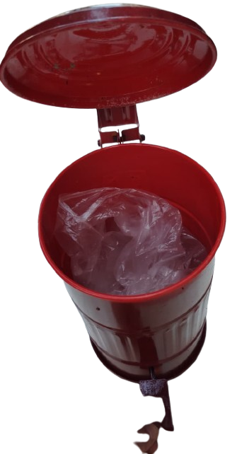 RETRO METAL PEDALLI COP KOVASI BORDO RENKDE OTOMATİK KAPAK ACMA