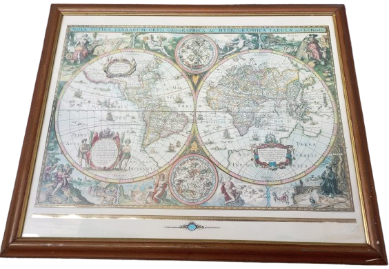 DÜNYA HARİTASI CERCEVESİNDE TABULA ESKİ BASKI