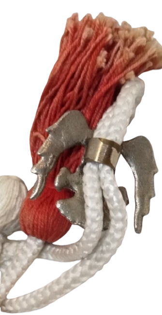 1940-1950 ORİJİNAL AMERİKAN ASKERİ BANDO BOYUN BAĞI - KARTALLI METAL KLİPS - US ARMY MARCHING BAND CEREMONIAL CORD