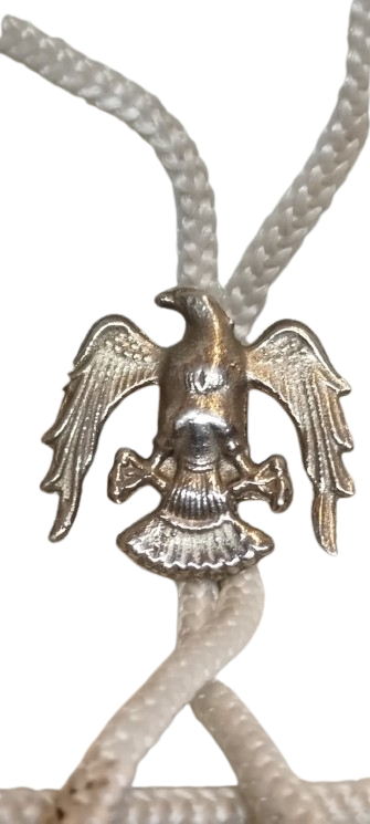 1940-1950 ORİJİNAL AMERİKAN ASKERİ BANDO BOYUN BAĞI - KARTALLI METAL KLİPS - US ARMY MARCHING BAND CEREMONIAL CORD