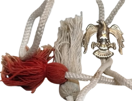 1940-1950 ORİJİNAL AMERİKAN ASKERİ BANDO BOYUN BAĞI - KARTALLI METAL KLİPS - US ARMY MARCHING BAND CEREMONIAL CORD