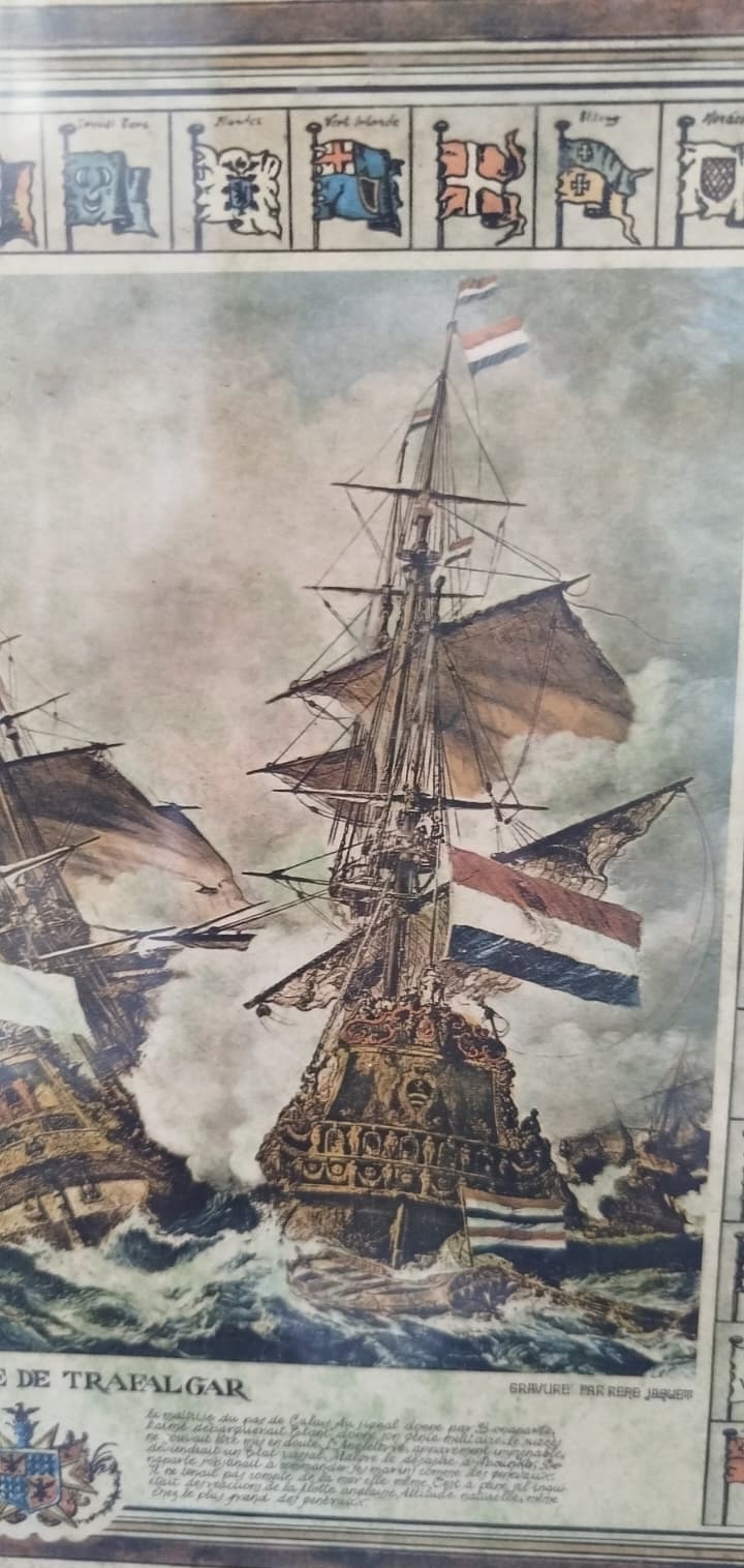  FRANSIZ TRAFALGAR  BÜYÜK DENİZ SAVAŞLARI SINIRLI ORJINAL ESKİ GRAVUR BASKI 