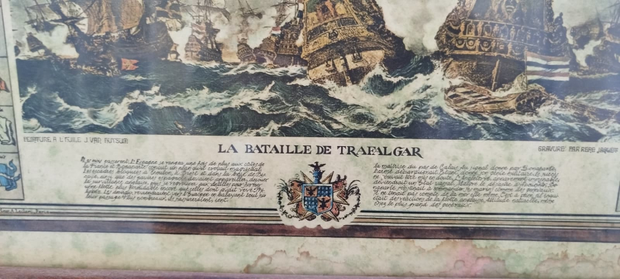  FRANSIZ TRAFALGAR  BÜYÜK DENİZ SAVAŞLARI SINIRLI ORJINAL ESKİ GRAVUR BASKI 