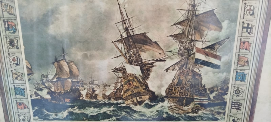  FRANSIZ TRAFALGAR  BÜYÜK DENİZ SAVAŞLARI SINIRLI ORJINAL ESKİ GRAVUR BASKI 