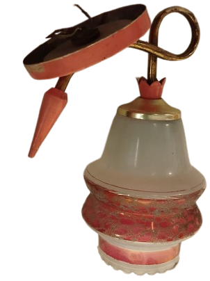 1960 ORİJİNAL PEMBE BEYAZ  CAM ÇİFT DUVAR APLİK  İTALYAN MURANO TARZI ÇALIŞIR DURUMDA