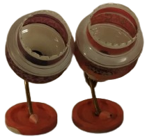 1960 ORİJİNAL PEMBE BEYAZ  CAM ÇİFT DUVAR APLİK  İTALYAN MURANO TARZI ÇALIŞIR DURUMDA