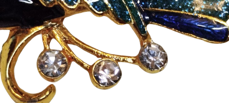 1970 MİNELİ TASLI ZUMRUTU ANKA  KUS BROS BAYAN YAKA AKSESUAR