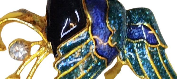 1970 MİNELİ TASLI ZUMRUTU ANKA  KUS BROS BAYAN YAKA AKSESUAR