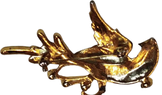 1970 MİNELİ TASLI ZUMRUTU ANKA  KUS BROS BAYAN YAKA AKSESUAR