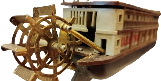 VINTAGE MARK TWAIN MİSSİSSİPPİ ÇARKLI GEMİ TEK DALGA MASA ÜSTÜ RADYO VE BİREBİR MAKET