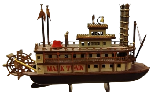 VINTAGE MARK TWAIN MİSSİSSİPPİ ÇARKLI GEMİ TEK DALGA MASA ÜSTÜ RADYO VE BİREBİR MAKET