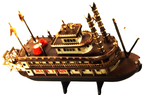 VINTAGE MARK TWAIN MİSSİSSİPPİ ÇARKLI GEMİ TEK DALGA MASA ÜSTÜ RADYO VE BİREBİR MAKET