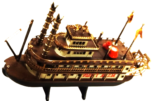 VINTAGE MARK TWAIN MİSSİSSİPPİ ÇARKLI GEMİ TEK DALGA MASA ÜSTÜ RADYO VE BİREBİR MAKET