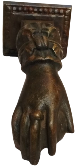 OSMANLI DÖNEMİ DEMİR DÖKÜM EL MOTİFLİ KONAK KAPI ZİLİ  TOKMAĞI