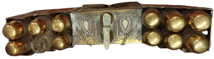 SEDEFLİ AHSAP AYAKKABI BOYA SANDIĞI 12 ŞİŞELİ MİNYATÜR  FORM TAM KOLEKSİYONLUK