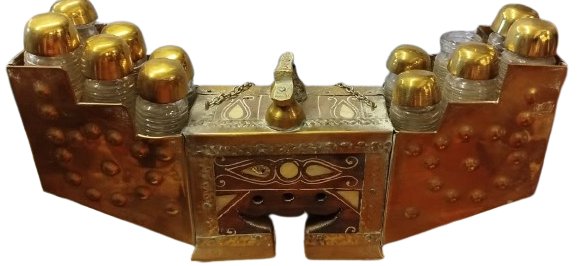 SEDEFLİ AHSAP AYAKKABI BOYA SANDIĞI 12 ŞİŞELİ MİNYATÜR  FORM TAM KOLEKSİYONLUK