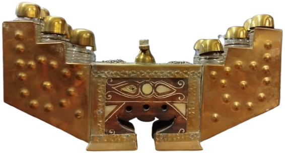 SEDEFLİ AHSAP AYAKKABI BOYA SANDIĞI 12 ŞİŞELİ MİNYATÜR  FORM TAM KOLEKSİYONLUK