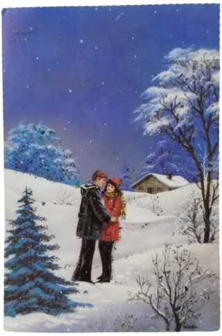 1970 YILLARDAN KALMA ARKASI YAZISIZ 10 ADET FARKLI SİMLİ ISILTILI ORJINAL TEBRİK YENİ YIL KARTLARI