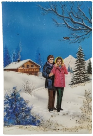 1970 YILLARDAN KALMA ARKASI YAZISIZ 10 ADET FARKLI SİMLİ ISILTILI ORJINAL TEBRİK YENİ YIL KARTLARI