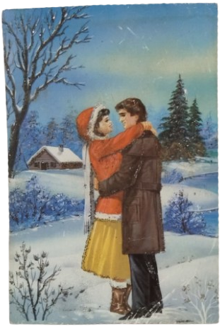 1970 YILLARDAN KALMA ARKASI YAZISIZ 10 ADET FARKLI SİMLİ ISILTILI ORJINAL TEBRİK YENİ YIL KARTLARI