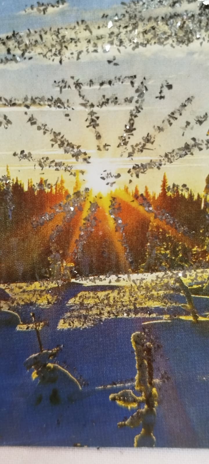 1970 YILLARDAN KALMA ARKASI YAZISIZ 10 ADET FARKLI SİMLİ ISILTILI ORJINAL TEBRİK YENİ YIL KARTLARI