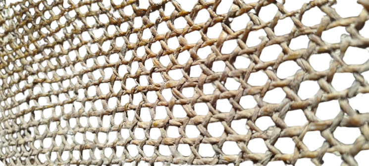 OSMANLI BUYUK BOY AHSAP YUVARLAK KASNAK ELEK KISMI KIRISDEN ELDE ORULMUS  ELEK 