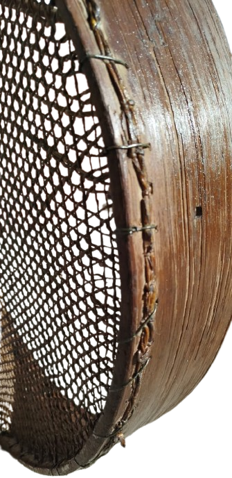 OSMANLI BUYUK BOY AHSAP YUVARLAK KASNAK ELEK KISMI KIRISDEN ELDE ORULMUS  ELEK 