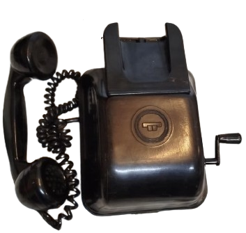 1950 ORİJİNAL SSCB MANYETOLU DUVAR TELEFONU - BAKALİT SİYAH - T.A.Ç. İŞARETLİ SOVYET DÖNEMİ