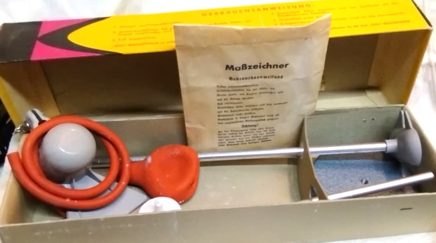 1960 ORİJİNAL ALMAN JKOS ROCKABRUNNER ETEK BOYU İŞARETLEME APARATI  KUTUSU VE KILAVUZU İLE MÜZE PARÇASI