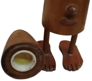 1960 DÖNEMİ EL YAPIMI ŞAPKALI ADAM AHŞAP BAHARATLIK HAREKETLİ GÖZLÜ TUZLUK BİBERLİK NOSTALJİ