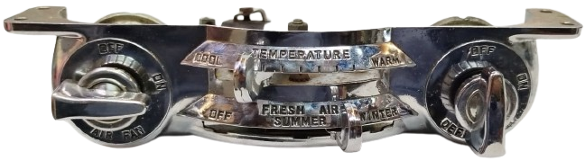 1949 ORİJİNAL MOPAR KROM KLİMA KONTROL PANELİ - CHRYSLER DESOTO DODGE PLYMOUTH - AMERİKAN KLASİK OTOMOBİL PARÇASI